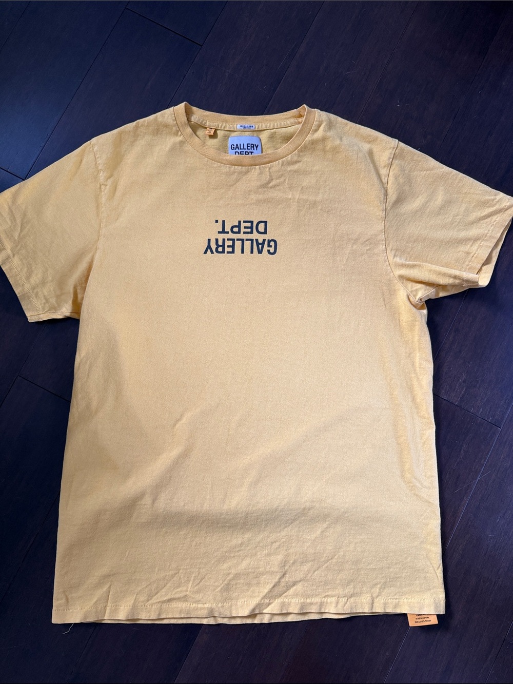 Gallery Dept Yellow Upside‑Down Logo Crewneck T‑Shirt